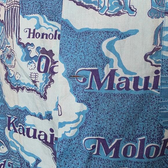 VTG 60s 70s Island Fashions Hawaiian Shirt - Map Print - Aloha Shirt - sz Large - Picture 6 of 10
